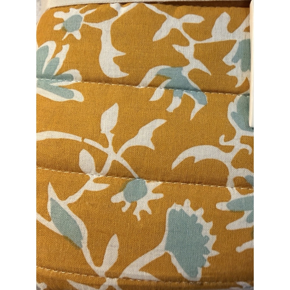Threshold Brand Earthy Vines Voile Quilt in Mustard Yellow & Teal Blue - King